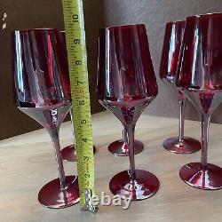 Iridescent Ruby Red Estelle Wine Stemware Set Of 6 Gorgeous