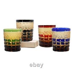 J21 Drink Glass Edo Kiriko Handmade Crystal Whisky Glasses Set Of 4 Pieces
