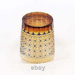 J36 Edo Kiriko Glass Handmade Amber Crystal Drinkware Whiskey Glass Set Of 4PC