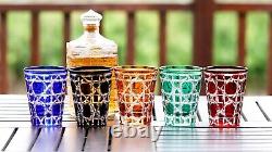 J45 Hand Cut To Clear Crystal Drinkware Whisky Wine Glass Set Of 5 Colors