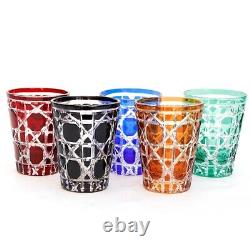 J45 Hand Cut To Clear Crystal Drinkware Whisky Wine Glass Set Of 5 Colors