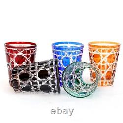 J45 Hand Cut To Clear Crystal Drinkware Whisky Wine Glass Set Of 5 Colors