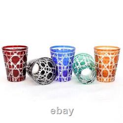 J45 Hand Cut To Clear Crystal Drinkware Whisky Wine Glass Set Of 5 Colors