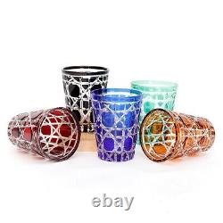 J45 Hand Cut To Clear Crystal Drinkware Whisky Wine Glass Set Of 5 Colors