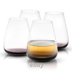 JoyJolt Black Swan Stemless White Wine Glasses, 23.1 Oz Set of 4