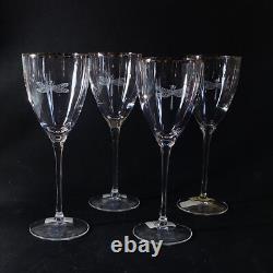 KATE SPADE LENOX JUNE LANE WINE GLASSES, Etched Lead Crystal, Dragonfly, 4PCS