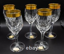 Klokotschnik Crystal Gold Cut Red Claret Wine Glasses Set 5 -6 3/8 FREE SHIP