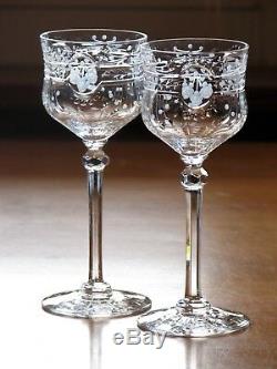 Kosta Boda Swedish Crystal Floral Cut Polished 5 1/2 Wine Goblets Set of 12