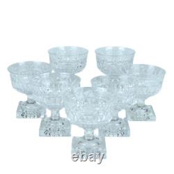 Kosta Sweden Crystal Wine Glasses Coupe Dessert Square Base Vintage Stemware x7