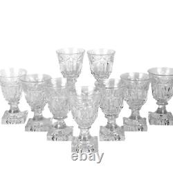 Kosta Sweden Crystal Wine Glasses Goblets Signed Square Base Vintage Stemware x9