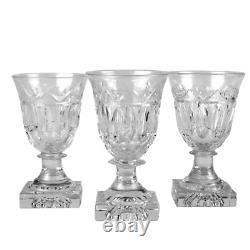 Kosta Sweden Crystal Wine Glasses Goblets Signed Square Base Vintage Stemware x9