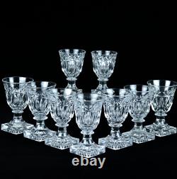 Kosta Sweden Crystal Wine Glasses Goblets Signed Square Base Vintage Stemware x9