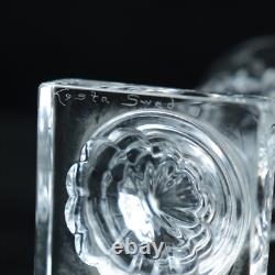 Kosta Sweden Crystal Wine Glasses Goblets Signed Square Base Vintage Stemware x9