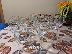 LENOX 24K Gold rimmed wine glasses. Set of 12. Monroe Pattern (6) 8oz (6) 10oz