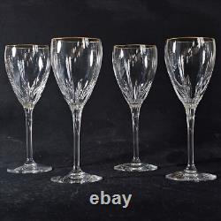 LENOX FIRELIGHT GOLD WINE GLASSES, Cut Lead Crystal, 7 7/8, 6 oz, USA, 4PCS