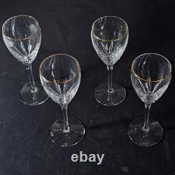 LENOX FIRELIGHT GOLD WINE GLASSES, Cut Lead Crystal, 7 7/8, 6 oz, USA, 4PCS
