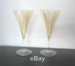 LOBMEYR 2pc AMBER Gold AMBASSADOR Fine Crystal Goblet Wine Spirits Glass 8 3/4