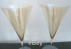 LOBMEYR 2pc AMBER Gold AMBASSADOR Fine Crystal Goblet Wine Spirits Glass 8 3/4