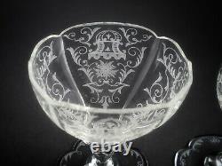 LOBMEYR Glass Crystal Austrian Hand Cut & Engraved Pair 5 Wine Stem c1870