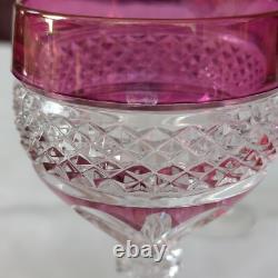LOT 8 Vtg Anna Hutte Crystal Cut Clear Goblet Glass Wine Purple Red Green Maroon