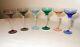 LOT of 6 HAND BLOWN TWISTED STEM MULTI COLOR GLASS CRYSTAL CORDIALS WINE GLASSES
