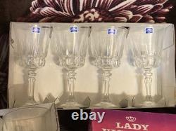 Lady Victoria Chantelle Crystal Set 8 Wine 4 Rocks Glasses & Pitcher France NIB Lady Victoria Chantelle Crystal Set 8 Wine 4 Rocks Glasses & Pitcher France NIB