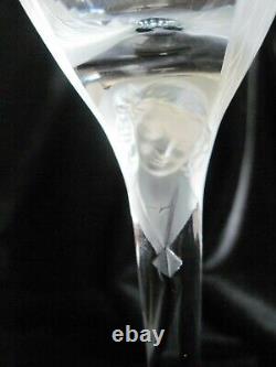 Lalique Champagne Flute / Wine Glass 8 Angelface On Stem Signed #7