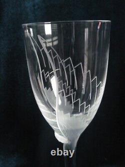 Lalique Champagne Flute / Wine Glass 8 Angelface On Stem Signed #7