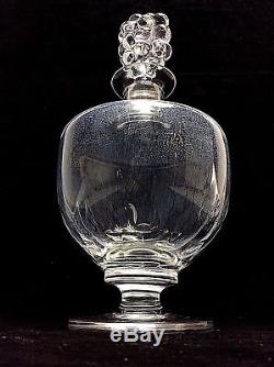Lalique Clos Vougeot Crystal Wine Decanter Stopper Clear Glass Signed Round