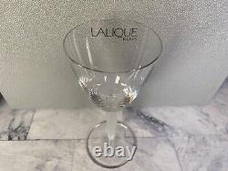 Lalique Crystal Louvre Pattern Set of 6 Wine Glasses 7 1/4 High with Boxes