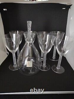 Lalique Crystal PHALSBOURG Decanter & 7 Wine / Champagne Glasses French unique
