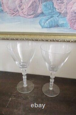 Lalique France Arles Set Of 2 Crystal Wine Glasses 6 1/2