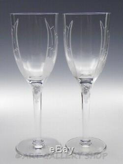 Lalique France Crystal ANGEL WING ANGE CHAMPAGNE WINE FLUTE GLASSES Set of 2