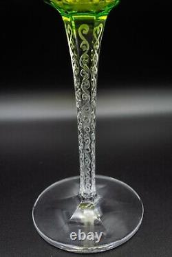 Lalique France Crystal Treves Chartreuse Green Rhine Wine Glass 7 1/2 FREE SHIP