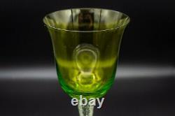 Lalique France Crystal Treves Chartreuse Green Rhine Wine Glass 7 1/2 FREE SHIP