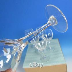Lalique France Crystal Tuileries Cut 6 Water Wine Goblets Glasses 7 1/8