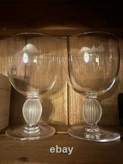 Lalique France LANGEAIS Crystal Water Wine Glass 6 H PAIR (set Of 2)