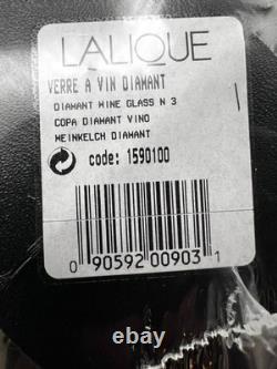Lalique (Paris) DIAMANT (Diamond) Crystal Wine Glasses #15901 NIB/Sealed