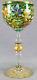 Late 19th Century Moser Emerald Crystal Hand Enameled Sweetgum Tree Hock Wine