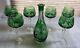 Lausitzer 6 Wine Glasses & Decanter Emerald Green To Clear Crystal Bohemian Set