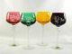 Lausitzer Crystal Cut to Clear Multi Color Hock Wine Glasses Mint