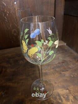 Lenox Butterfly Meadow Painted Wine Glasses Set of 4
