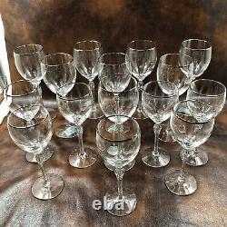 Lenox Crystal 8 8.5 Wine 7 7.5 Water Glasses Twisted Stem Silver Rim
