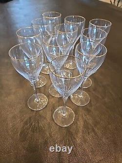 Lenox Encore Gold Rim Swirl Stem Crystal Wine Glasses 7 7/8 Set of 11