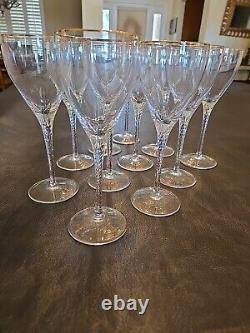 Lenox Encore Gold Rim Swirl Stem Crystal Wine Glasses 7 7/8 Set of 11