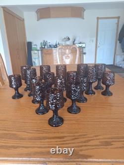 Lenox Hand Blown Crystal Textured Impromptu Brown 17 Piece Stemmed Glass Ware