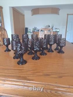 Lenox Hand Blown Crystal Textured Impromptu Brown 17 Piece Stemmed Glass Ware