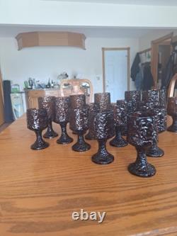 Lenox Hand Blown Crystal Textured Impromptu Brown 17 Piece Stemmed Glass Ware