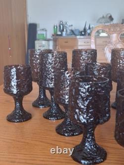 Lenox Hand Blown Crystal Textured Impromptu Brown 17 Piece Stemmed Glass Ware