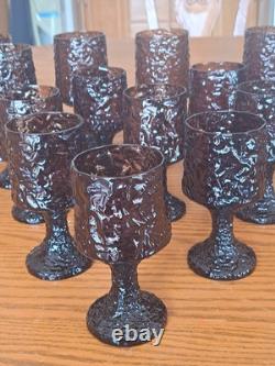 Lenox Hand Blown Crystal Textured Impromptu Brown 17 Piece Stemmed Glass Ware